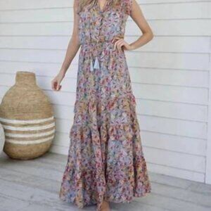 NWT Allison New York Floral Tiered Ruched Hazel Maxi Dress - Small